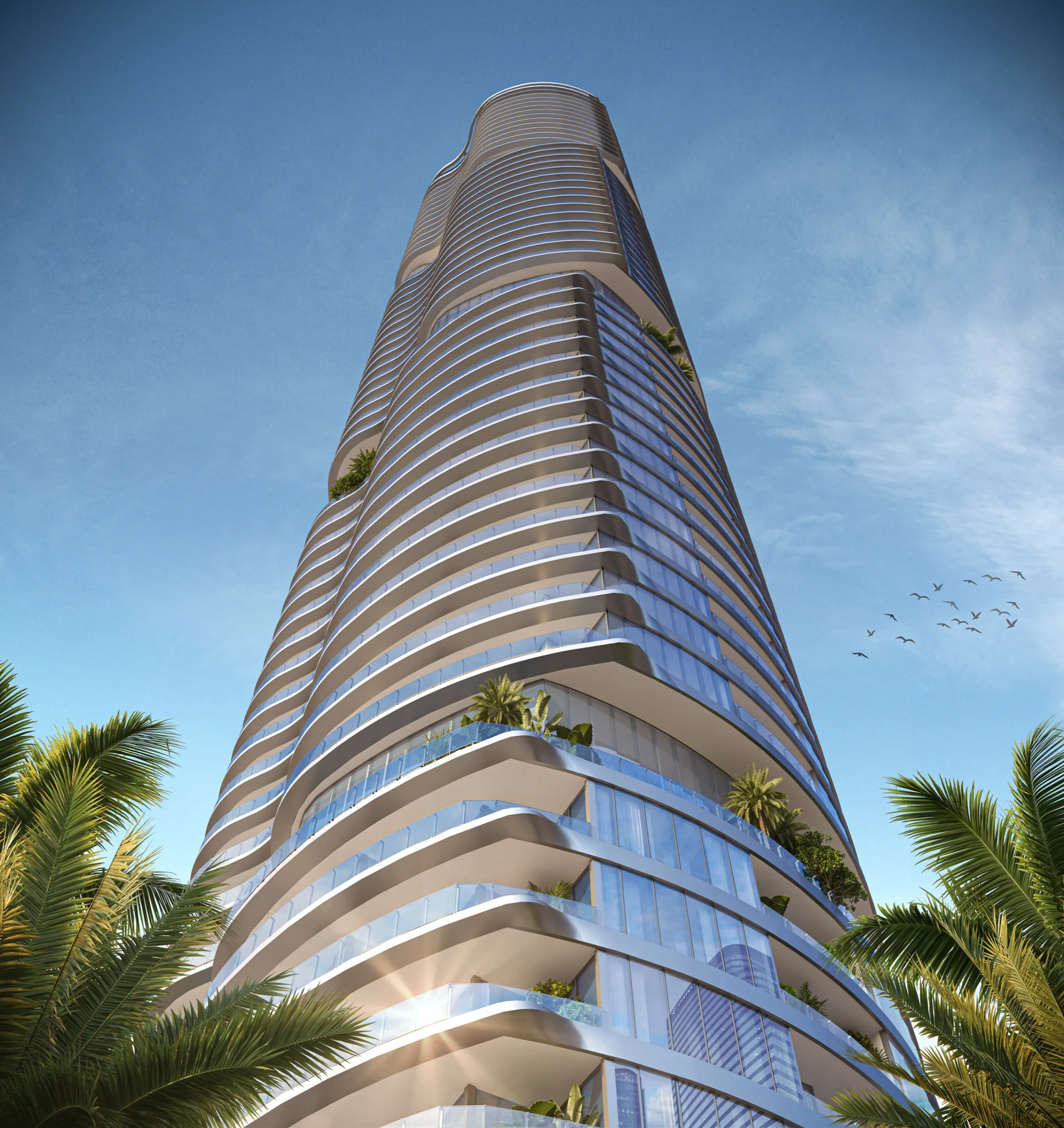 A new Miami residential tower rising against the sky