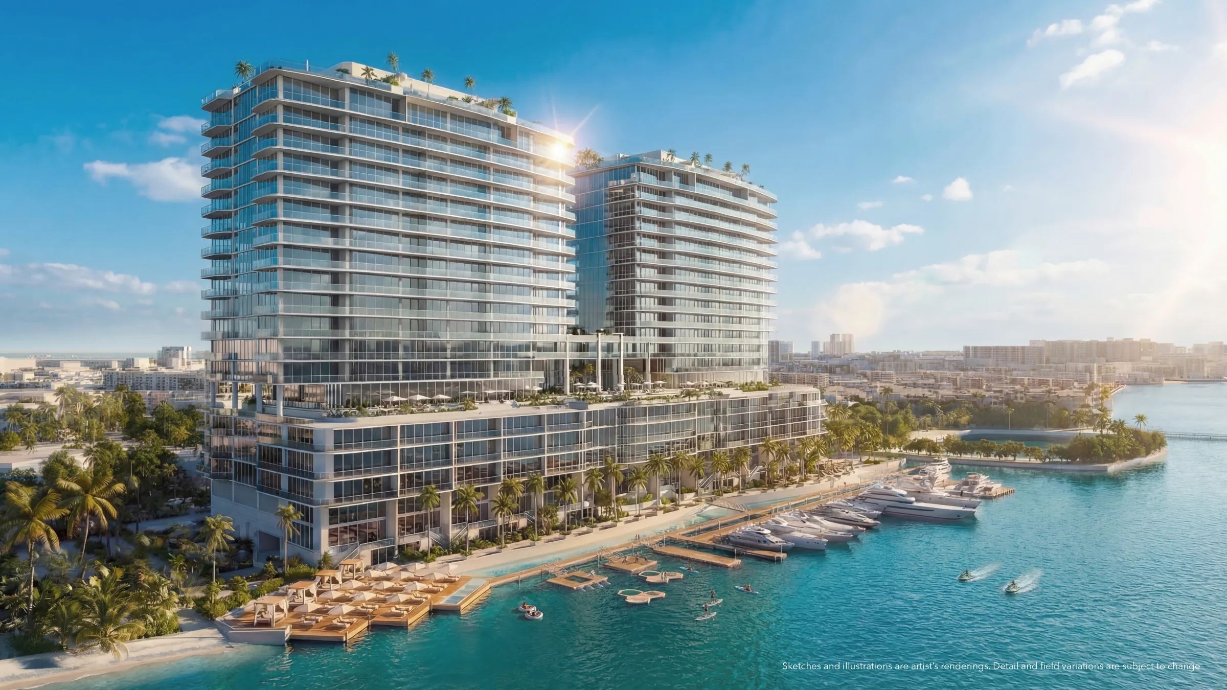 Waterfront Miami residences with a private marina