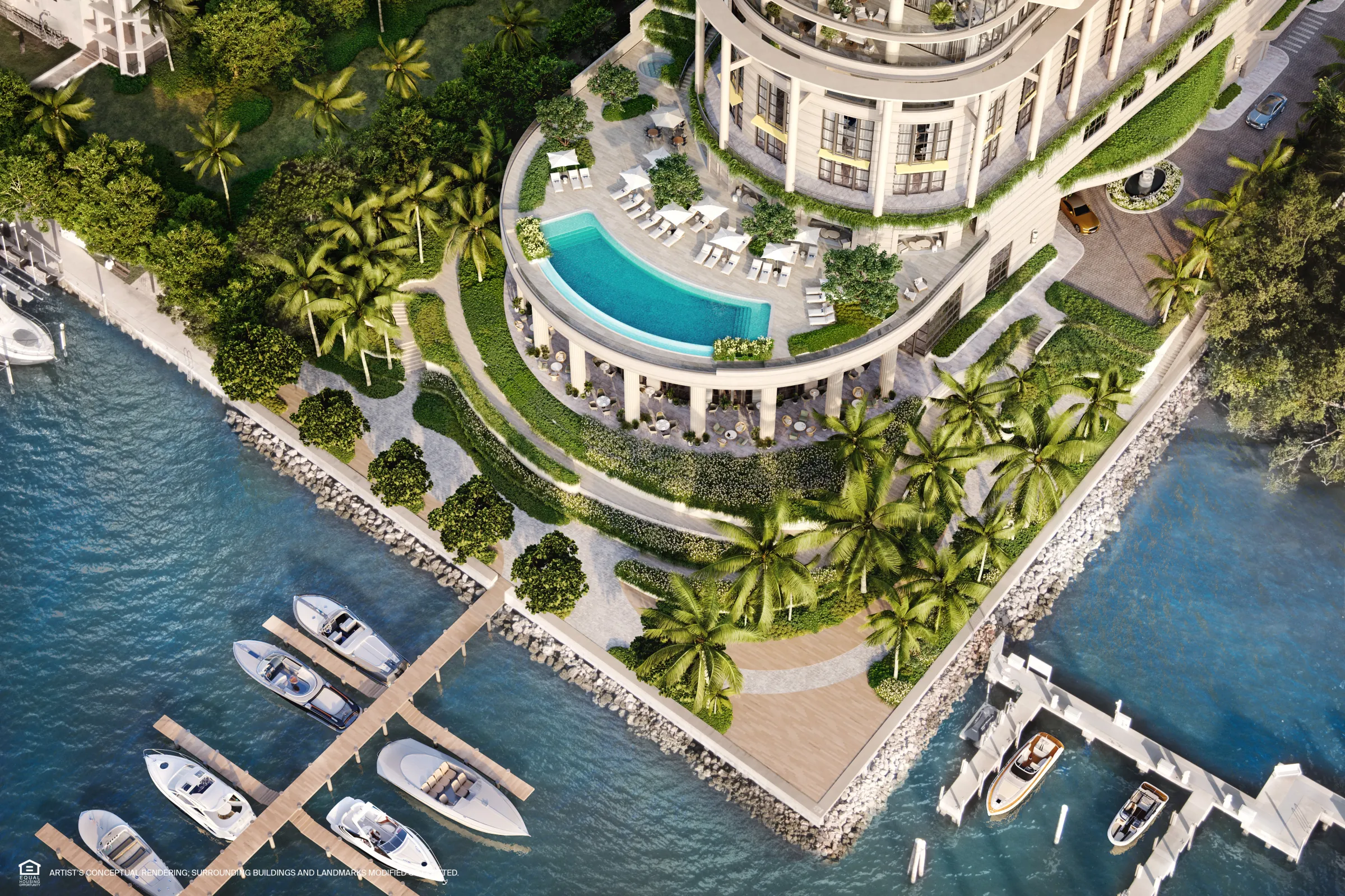 Private marina at a Miami waterfront development
