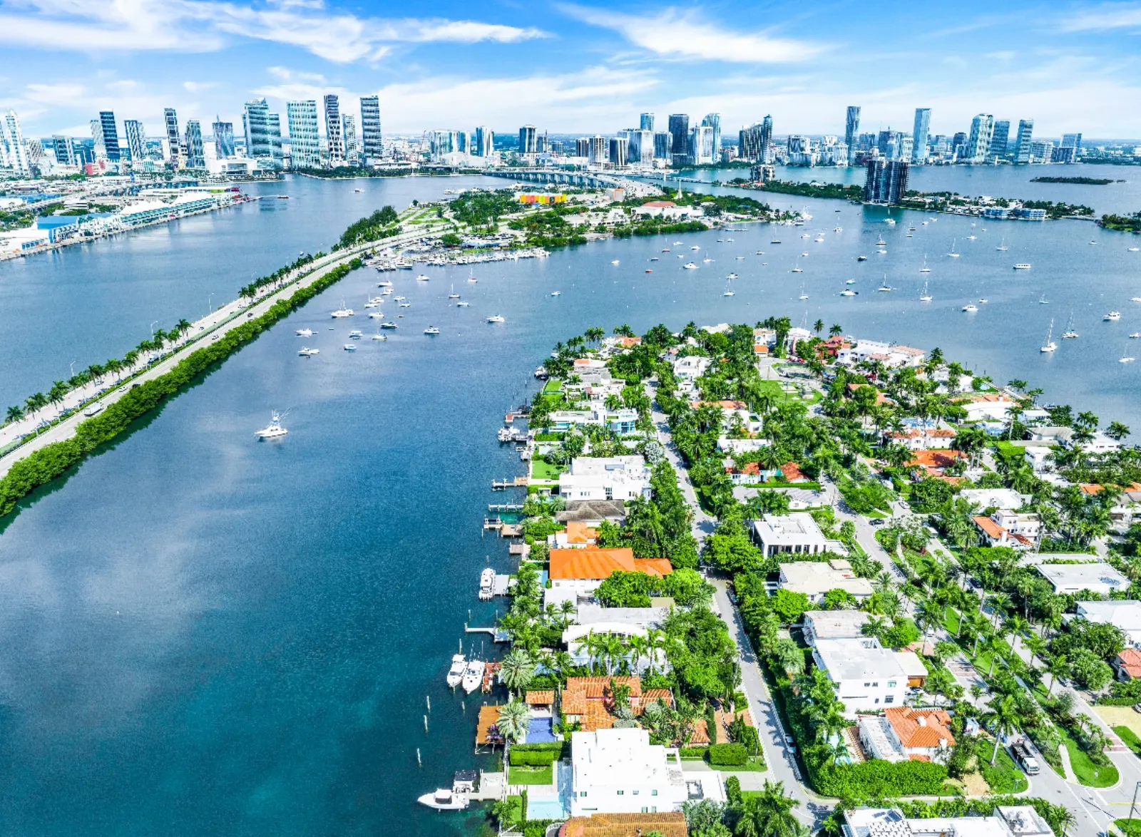 Aerial view of Miami's waterfront neighborhoods